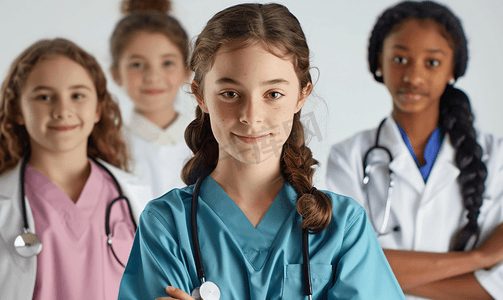 医生责任保健医护工作者和女孩