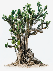 有多个分支的树仙人掌生长在根部墨西哥瓜达拉哈拉