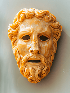 玻璃风格摄影照片_赤土陶器希腊悲剧风格面具