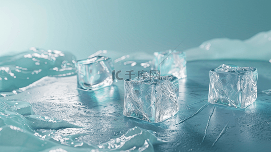 晶莹剔透方块冰块摆放的背景