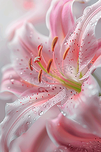 百合花粉色微距摄影照片