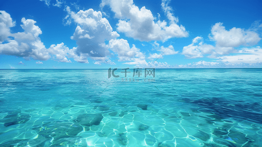蓝色白云自然风景海面海水的背景