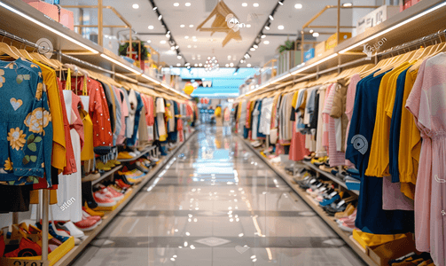 横幅商场摄影照片_购物中心季节性促销服装店销售