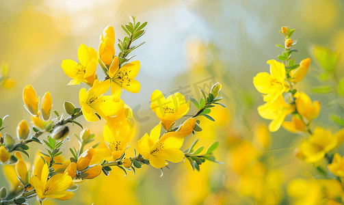 黄色苏格兰扫帚灌木开花