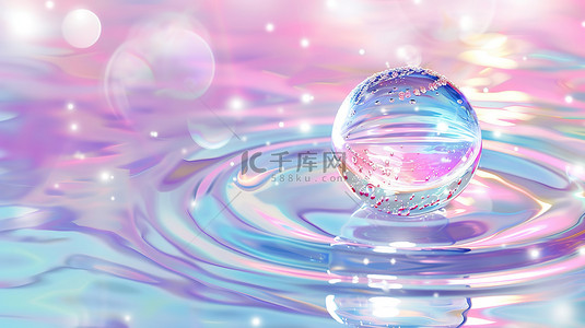 水滴和浅色粉彩玻璃球背景素材