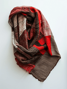 折叠缝合红棕色拼凑围巾隔离