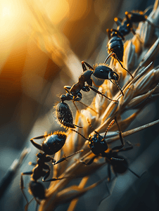 昆虫的眼睛摄影照片_户外自然的黑蚂蚁