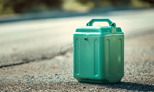 容器的水摄影照片_装有绿色液体的塑料油罐的侧视图