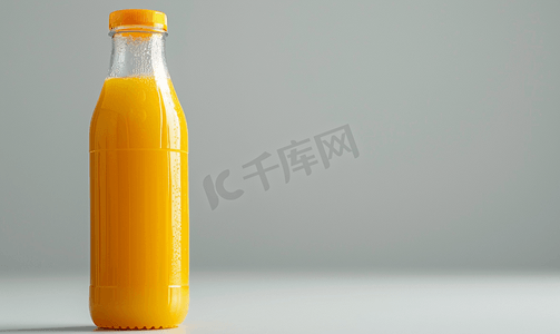 无标签透明塑料瓶中的新鲜橙汁