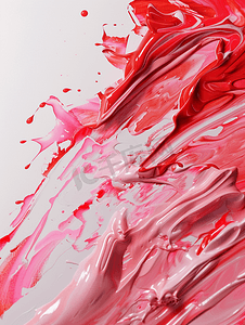 彩色流体背景摄影照片_用红色斑点和粉红色丙烯酸图像绘画