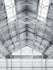 透视的背景摄影照片_工业天花板与型材板和大梁系统平坦的背景