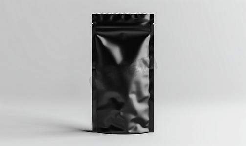 白色背景下孤立的空白黑棒小袋咖啡包装