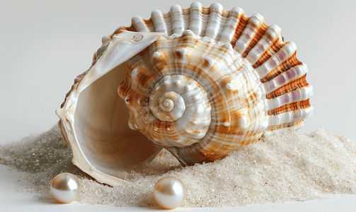 矢量美食背景摄影照片_珍珠壳作为贝壳物品