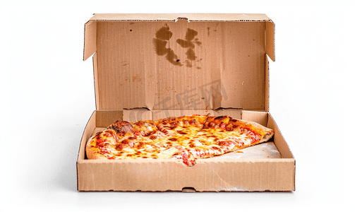 白色背景上隔离的空吃披萨盒