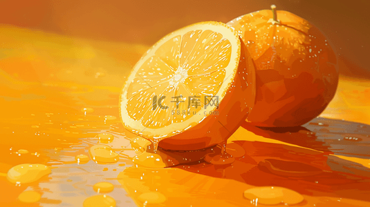 桌面水果橙子切开摆放的背景