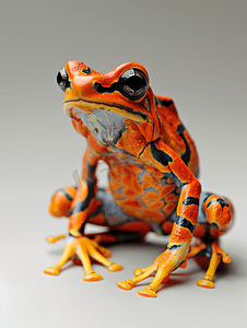 马达加斯加橙色和红色特有青蛙肖像