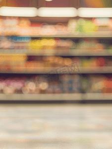 罐子红色摄影照片_超市产品货架显示抽象模糊背景