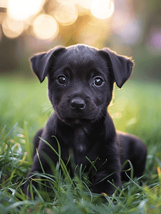 宣传单模板摄影照片_小狗在草地上很可爱