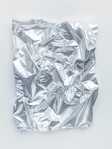 白色背景上隔离的小空白一次性皱褶铝箔塑料袋