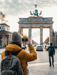 游客拍摄柏林标志