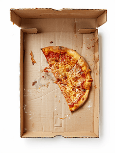 午餐广告摄影照片_空吃封闭披萨盒孤立在白色背景