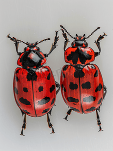 红色和黑色甲壳虫昆虫