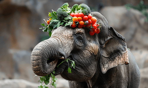 大象吃蔬菜