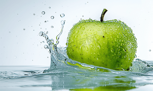 水半苹果绿色孤立在白色背景上