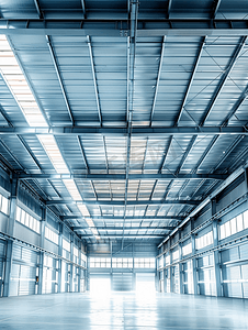 工业天花板与型材板和大梁系统平坦的背景