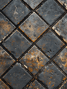旧铸铁工厂地砖带有方格防滑图案