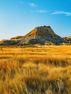土丘摄影照片_北达科他州荒地的砂岩丘
