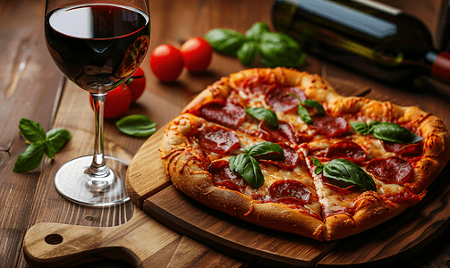 心形披萨配红酒