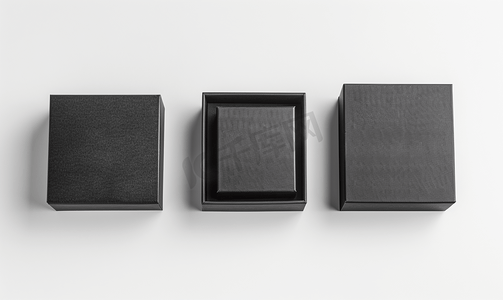 宣传单模板摄影照片_样机黑盒设置孤立在白色背景
