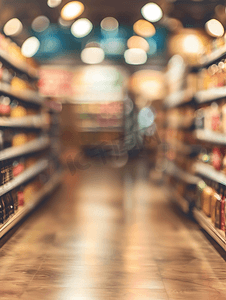水果货架摄影照片_超市产品货架显示抽象模糊背景