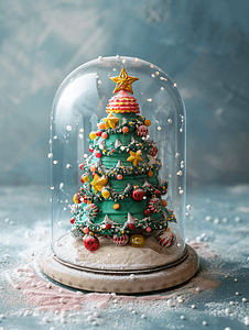 出现符号摄影照片_玻璃穹顶下自制甜蜜圣诞树