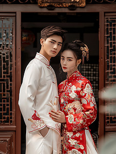 中式婚纱照中国风格摄影图