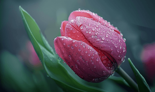 雨后郁金香湿润四月的阵雨带来五月的花朵