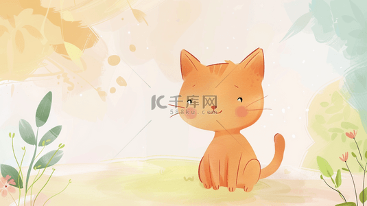 可爱猫背景背景图片_绘画清新卡通可爱猫咪的背景