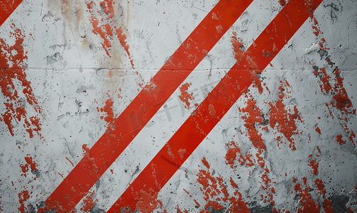 扁的摄影照片_扁钢板上的红白对角叶柄警告路标