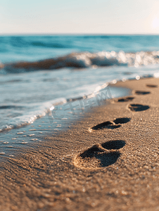 马萨诸塞州海岸的简单沙脚印