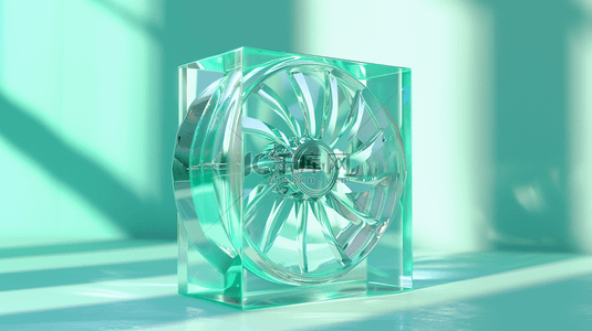 清凉夏天透明薄荷绿色3D风扇设计