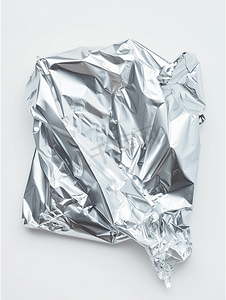 白色背景上隔离的小空白一次性皱褶铝箔塑料袋