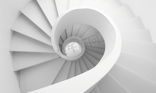 油画简约摄影照片_白色螺旋楼梯曲线螺旋楼梯的一部分