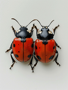 多彩绿色摄影照片_红色和黑色甲壳虫昆虫