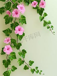 新品发布会字体摄影照片_植物分离粉红色花常春藤绿色藤蔓攀爬热带剪切路径