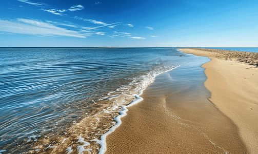 蓝色莫兰迪ppt模板摄影照片_科德角海岸迷人的沙波