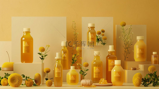 蜂蜜适量背景图片_黄色蜂蜜单调合成创意素材背景