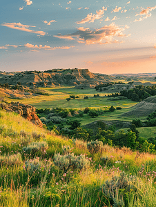 达科他州摄影照片_北达科他州乡村风景中的大高原