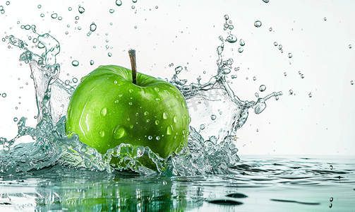 水半苹果绿色孤立在白色背景上