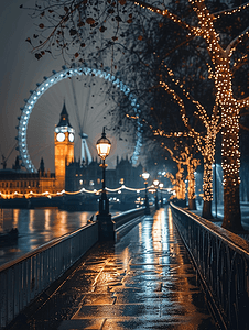 伦敦泰晤士河夜景